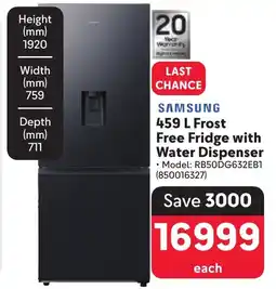 Makro SAMSUNG Frost Free Fridge with Water Dispenser offer