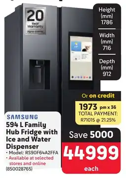 Makro SAMSUNG Family Hub Fridge with Ice and Water Dispenser offer