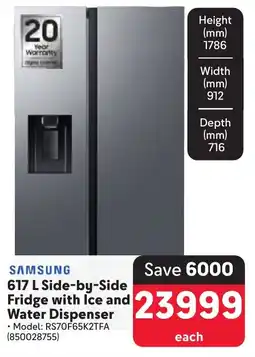 Makro SAMSUNG Side-by-Side Fridge with Ice and Water Dispenser offer
