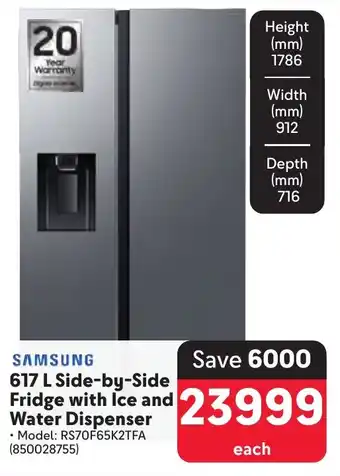 Makro SAMSUNG Side-by-Side Fridge with Ice and Water Dispenser offer
