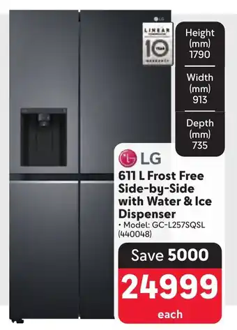 Makro LG Frost Free Side-by-Side with Water & Ice Dispenser offer