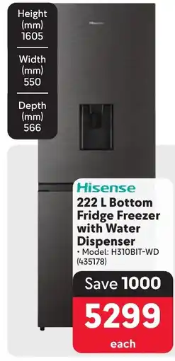Makro Hisense Bottom Fridge Freezer with Water Dispenser offer