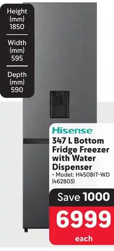 Makro Hisense Bottom Fridge Freezer with Water Dispenser offer