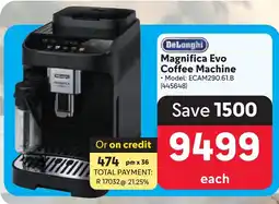 Makro DeLonghi Magnifica Evo Coffee Machine offer