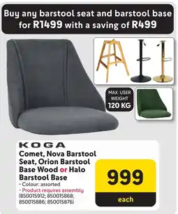Makro KOGA Comet, Nova Barstool Seat, Orion Barstool Base Wood or Halo Barstool Base offer