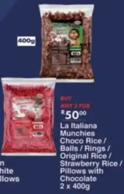 President Hyper La Italiana Munchies Choco Rice/ Balls/Rings/ Original Rice/ Strawberry Rice/ Pillows with Chocolate offer