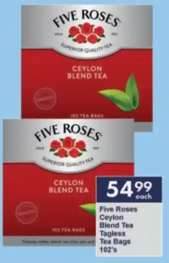 President Hyper Five Roses Ceylon Blend Tea Tagless Tea Bags offer