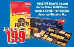 Boxer NESCAFÉ Ricoffy Instant Coffee Value Refill Pouch 800g & SPOILT FOR CHOICE Assorted Biscuits 1kg offer