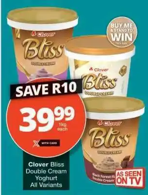 Checkers Clover Bliss Double Cream Yoghurt offer