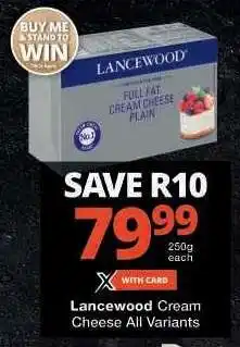 Checkers Lancewood Cream Cheese offer