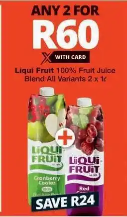 Checkers Liqui Fruit 100 % Fruit Juice Blend offer