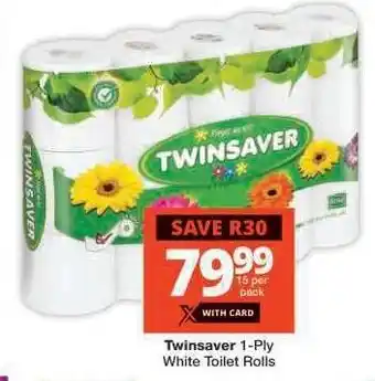 Checkers TWINSAVER 1-PLY WHITE TOILET ROLLS offer