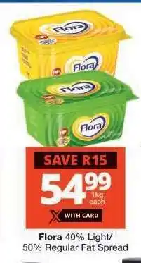 Checkers Flora 40% Light/50% Regular Fat Spread offer