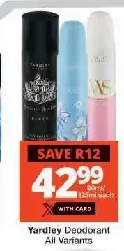 Checkers Yardley Deodorant offer