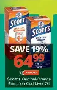 Checkers Scott's Original/Orange Emulsion Cod Liver Oil offer