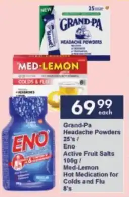 President Hyper Grand-Pa Headache Powders/ Eno Active Fruit Salts/ Med-Lemon Hot Medication for Colds and Flu offer