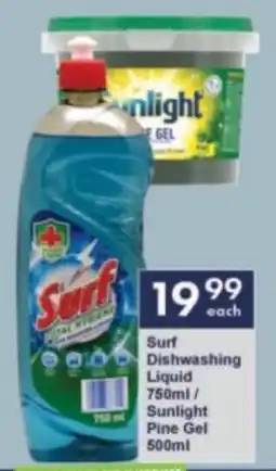 President Hyper Surf Dishwashing Liquid/ Sunlight Pine Gel offer