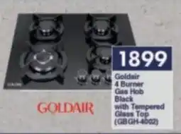 President Hyper Goldair 4 Burner Gas Hob Black with Tempered Glass Top offer