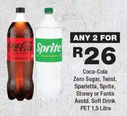 OK Foods Coca-Cola Zero Sugar, Twist, Sparletta, Sprite, Stoney or Fanta Asstd. Soft Drink offer