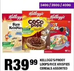 Take 'n Pay Kellogg's/ froot loops/ rice krispies cereals assorted offer