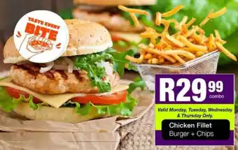 Take 'n Pay Chicken Fillet Burger + Chips offer