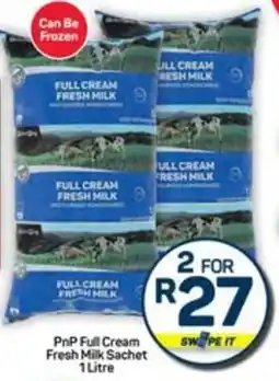 Pick n Pay Hypermarket PnP Full Cream Fresh Milk Sachet offer