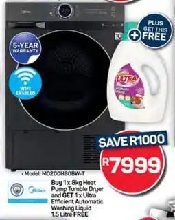 Pick n Pay Hypermarket Buy Midea Heat Pump Tumble Dryer and Get Ultra Efficient Automatic Washing Liquid Free offer