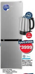 Pick n Pay Hypermarket Buy Midea Fridge with Bottom Freezer and Get Midea Stainless Steel Kettle FREE offer