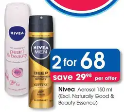Clicks Nivea Aerosol Excl. Naturally Good & Beauty Essence offer