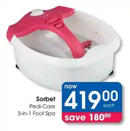 Clicks Sorbet Pedi-Care 3-in-1 Foot Spa offer
