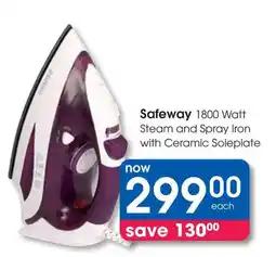 Clicks Safeway 1800 Watt Steam and Spray Iron with Ceramic Soleplate offer