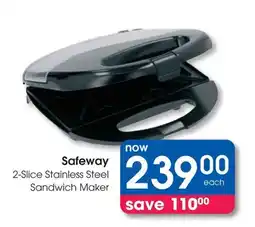 Clicks Safeway 2-Slice Stainless Steel Sandwich Maker offer