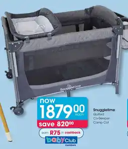 Clicks Snuggletime Quilted Co-Sleeper Camp Cot offer