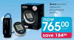 Clicks Braun ExactFit 2 Upper Arm Blood Pressure Monitor offer