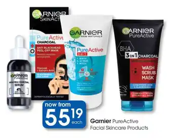 Clicks Garnier PureActive Facial Skincare Products offer