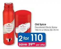 Clicks Old Spice Deodorant Body Spray or Sticks offer