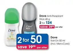 Clicks Dove Anti-Perspirant Stick offer