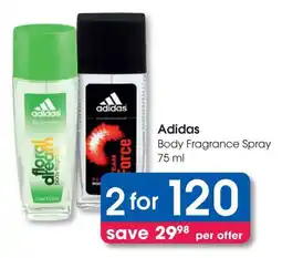 Clicks Adidas Body Fragrance Spray offer