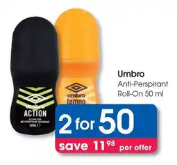 Clicks Umbro Anti-Perspirant Roll-On offer