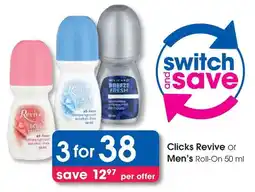 Clicks Clicks Revive or Men's Roll-On offer