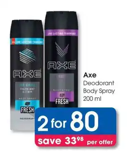 Clicks Axe Deodorant Body Spray offer