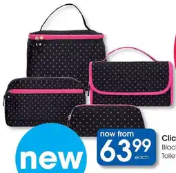 Clicks Clicks Black & Pink Dot Toiletry Bags offer