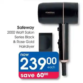 Clicks Safeway 2000 Watt Salon Series Black & Rose Gold Hairdryer offer
