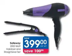 Clicks Safeway 2200 Watt Hairdryer and Straightener Set offer