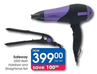 Clicks Safeway 2200 Watt Hairdryer and Straightener Set offer