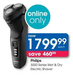 Clicks Philips 3000 Series Wet & Dry Electric Shaver offer