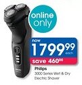 Clicks Philips 3000 Series Wet & Dry Electric Shaver offer
