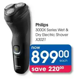 Clicks Philips 3000X Series Wet & Dry Electric Shaver X3021 offer