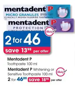 Clicks Mentadent P Toothpaste offer