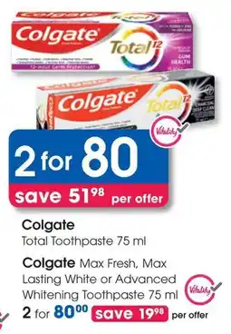 Clicks Colgate Total Toothpaste offer